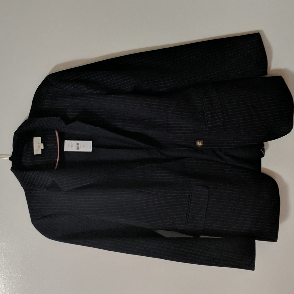 NWT LOFT navy pinstripe blazer